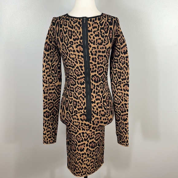 BCBG MaxAzria Sheena French Leopard Print Bodycon Dress - Mob Wife Aesthetic - Picture 10 of 17